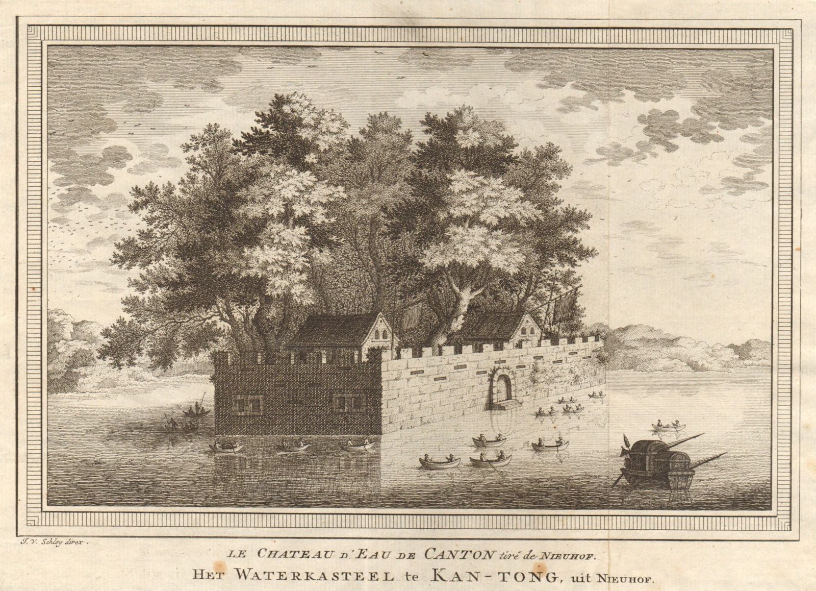 'Le Château d’Eau de Canton'. Water Castle Guangzhou China. Nieuhof. SCHLEY 1749
